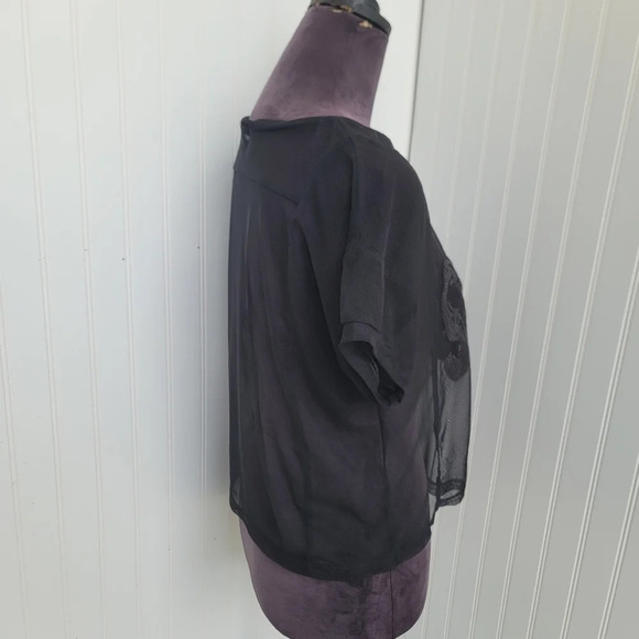 SANS SOUCI Sexy SEQUIN Black Net PARTY COCKTAIL WOMEN'S Sheer Cropped Top Sz S - Picture 9 of 12